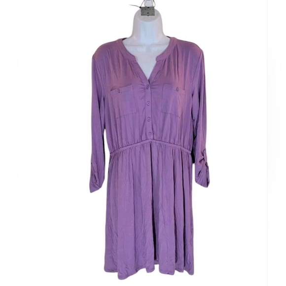 Nwt 41 Hawtorn Purple 1/2 Button-Up Dress Size Extra Large - Picture 1 of 3